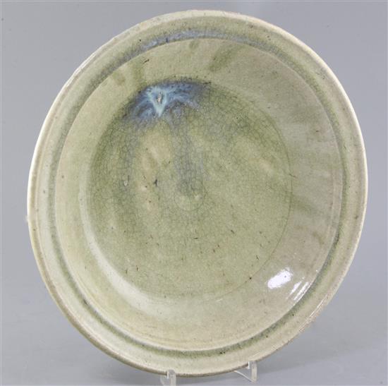 A Chinese green Jun ware style dish, probably 17th / 18th century, diameter 33.5cm